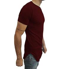 Camiseta Longline Oversized Básica Slim Lisa Manga Curta tamanho:g;cor:vermelho escuro