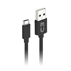 Cabo USB-Micro USB C3Plus CB-M10BK 1M Preto - Compatível com Android USB-Micro Corrente 2A