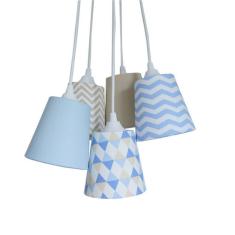 Lustre Pendente Geométrico Baby Crie Casa Bege e Azul Bebê