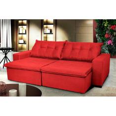 Sofá Austrália 2,92 Mts Retrátil, Reclinável Com Molas e Pillow no Assento Tecido Suede  - Cama InBox