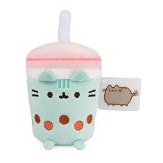 GUND Pusheen Boba Tea Cup pelúcia gato de pelúcia animal para idades de 8 e acima, verde / rosa, 6 "