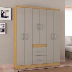 Guarda Roupa Casal Ambiente Milão 6 Portas Damasco Off White – Poquema
