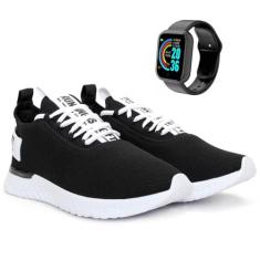 Kit Tênis Academia Masculino Branco Esportivo Caminhada Olimp BF Shoes + Smartwatch D20…
