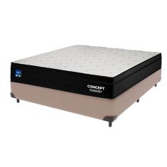 Cama Box Bege e Colchão Casal Concept Molas Ensacadas Plumatex