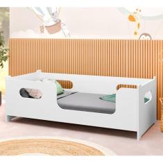 Cama Solteiro Master Com Proteção Lateral Mdf - Branca