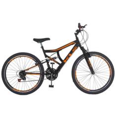 Bicicleta Aro 26 Kls Full Suspension Gold 45MM Freio V-Brake Mtb 21 Ma