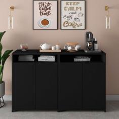 Conjunto 2 Balcões Para Escritório Cantinho Do Café Home Office Cool Artany Preto
