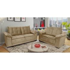 Conjunto De Sofá Napoles 2 E 3 Lugares Veludo Jw Bege