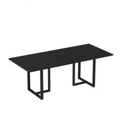 Mesa De Reunião Retangular Com Power Box 200x90cm Mr2000p25tub Preto