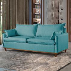 Sofá 3 Lugares 240cm M168 Em Linho Living Verde