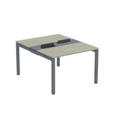 Mesa Plataforma Dupla Com Pé De Aço Para Coworking 120x140-2p Pdc12-14-2p Nogueira Casablanca-grafito