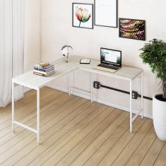 Mesa De Escritório Em L Estilo Industrial 135x140cm Active Snow - Est.branca