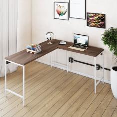 Mesa De Escritório Em L Estilo Industrial 150x140cm Active Nogal - Est.branca