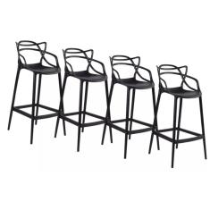 Conjunto c/4 Banqueta Allegra Alta Master Preta Cozinha Americana Balcão Polipropileno
