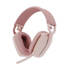 Headset Sem Fio Logitech Zone Vibe 100 Com Microfone Flip- to-Mute Com Cancelamento de Ruído, Conexão Bluetooth, Até 20h de Bateria, Design Leve e Confortável - Rosa