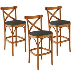 Kit 03 Banquetas Altas Cozinha Bancada Bar Sala Jantar Estofada Ávila 