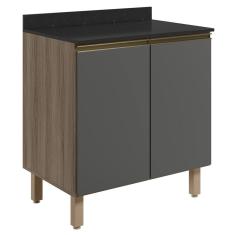 Balcão para Cooktop Com Tampo 80cm Maly N03 Carvalho/Grafite - Mpozenato