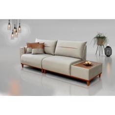 Sofá Trento 3 Lugares com Base de Madeira - VivaroDecor
