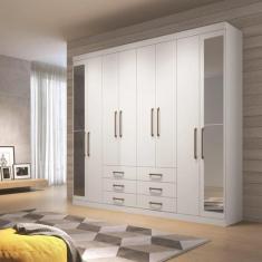 Guarda Roupa Master com 8 Portas e Espelho - Branco - Santos Andirá, B