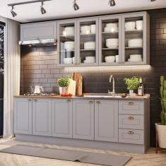 Cozinha Compacta Com Balcão Para Cooktop 6 Peças Amy Casa 812, Cinza