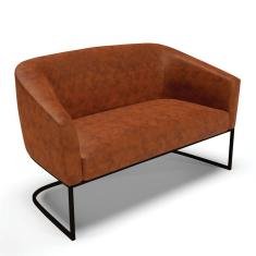 Sofá Namoradeira 2 Lugares Base Industrial Preto Stella Corano D03 - D'rossi Cor Nozes