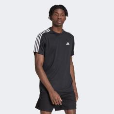 Camiseta Adidas Essentiasl 3 Listras Masculina, Preto, M