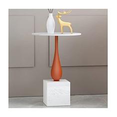 Mesa lateral redonda decoração moderna moldura de metal pequena mesa de centro sala de estar escritório sofá borda bancada de mármore mesa de canto quarto mesa de cabeceira mesa de canto mesa de cabeceira mesa de centro para sala de estar (cor