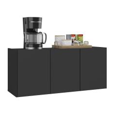 Balcão De Cozinha Suspenso 3 Portas Multimóveis Mp2166 Preto Preto