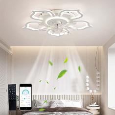 Ventiladores de teto LED com luzes e controle remoto Ventilador de teto regulável com lâmpada reversível com temporizador de 6 velocidades Design Ventilador de teto flor lustre para sala de