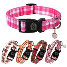 MR. CHUBBYFACE Coleira de Natal para cães, coleira xadrez rosa para animais de estimação com fivela ajustável para cães pequenos, médios e grandes