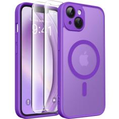 CAPRARO Capa magnética para iPhone 14, [compatível com MagSafe] [proteção total da câmera] [proteção contra quedas de 3,5 metros] Capa protetora fina translúcida fosca à prova de choque para iPhone