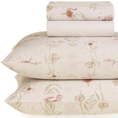 Jogo de Lençol Queen Karsten Percal 160 Fios 100% Algodão Estampado Cama 4 Peças (Mai - Flores Rosa)