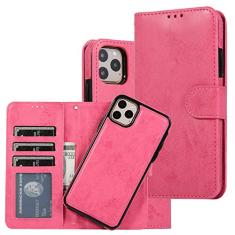 Capa de couro luxuosa removível para iPhone SE 2020 12 13 Mini 11 Pro XR XS Max 6 6s 7 8 Plus 5 5s Flip Carteira Cartão de telefone Capa de bolsa, vermelha, para iphone 11 Pro
