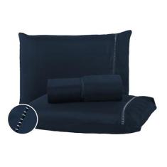 Jogo de Lençol Casal Queen 3 Peças Percal 400 Fios Ponto Palito - Chuv