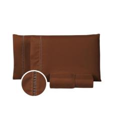 kit jogo de lençol ponto palito casal queen 4 peças micropercal - vith
