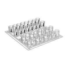 Jogo Xadrez Shot Drink Tabuleiro De Vidro Tequila 35x35cm - Western, X
