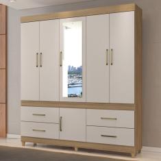 Guarda Roupa Casal 6 Portas Com Espelho e 4 Gavetas Guarujá