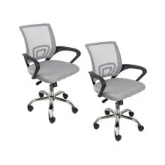 Kit 2 Cadeiras De Escritório Begonia Tela Mesh Ergonômico Cinza
