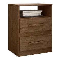 Mesa de Cabeceira Apolo 2 Gavetas - Moval Castanho Wood