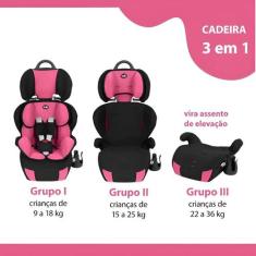Cadeira Infantil Para Carro Booster Versati Até 36kg Rosa 3 em 1 - Tut