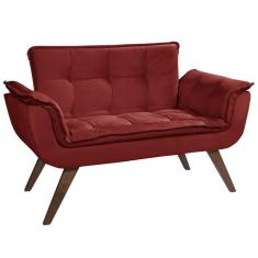 Poltrona Namoradeira Orion 2 Lugares Base Palito Bordô