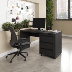 Escrivaninha Mesa Escritório 135cm com Gaveteiro com Rodízio Ficus Cab