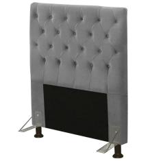 Cabeceira Solteiro 90Cm Cristal Suede Cinza