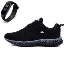 Tênis Masculino Fitnes Academia Caminhada Cross Leve e Resistente + Relógio-Masculino