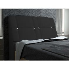 Cabeceira Com Baú Itália Cama Box King 195 Cm Suede Preto