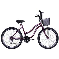 Bicicleta Feminina Aro 26 com 18 marchas Beach - Violeta