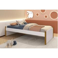 Cama Solteiro Evolutiva Ravi 2 em 1 com Pés Mel - Branco Fosco