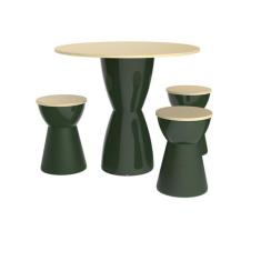 Conjunto Mesa Tampo Pinus e 3 Banquetas Fit - Im In Home