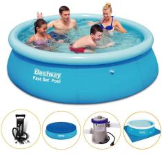 Kit Piscina Inflável Bestway 2.300ls Filtro Capa Bomba Forro