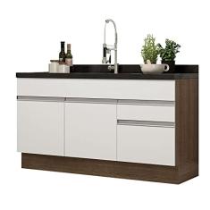 Balcão Gabinete de Pia Madesa Glamy 150 cm 2 Gavetas 2 Portas (sem Tampo e Pia) - Rustic/branco